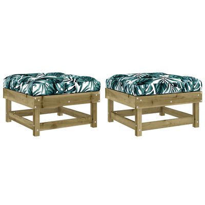 vidaXL Garden Footstools with Cushions 2pcs Impregnated Wood Pine