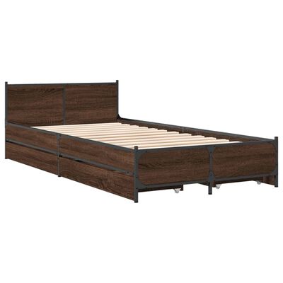 vidaXL Bed Frame with Drawers without Mattress Brown Oak 90x190 cm Single