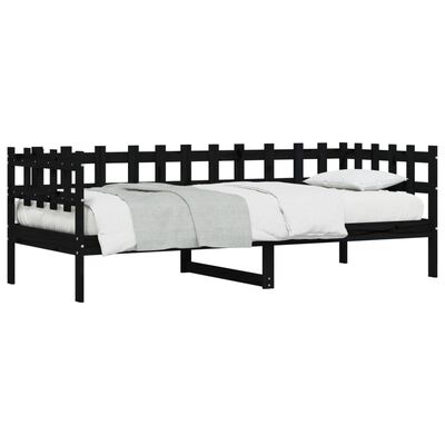 vidaXL Day Bed without Mattress Black 80x200 cm Solid Wood Pine