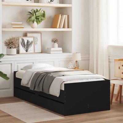 vidaXL Bed Frame without Mattress Black 75x190 cm Small Single