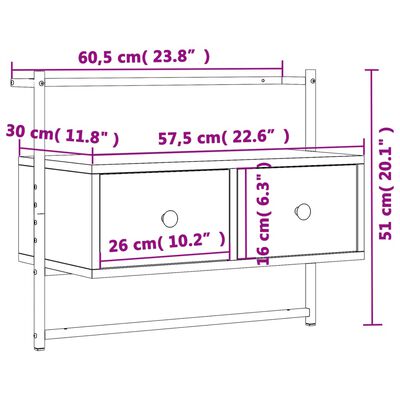 vidaXL TV Cabinet Wall-mounted Grey Sonoma 60.5x30x51 cm Engineered Wood