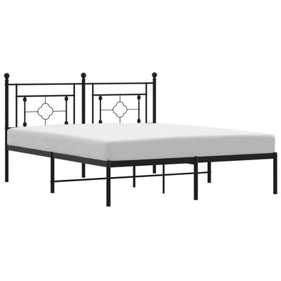 vidaXL Metal Bed Frame with Headboard Black 160x200 cm