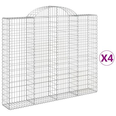 vidaXL Arched Gabion Baskets 4 pcs 200x30x160/180 cm Galvanised Iron