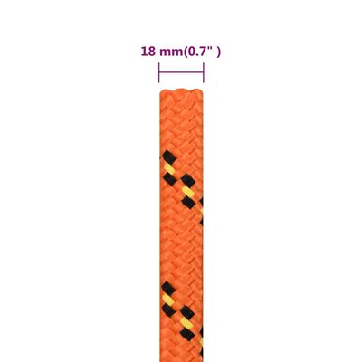 vidaXL Boat Rope Orange 18 mm 25 m Polypropylene