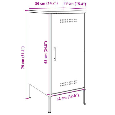 vidaXL Sideboard White 36x39x79 cm Cold-rolled Steel