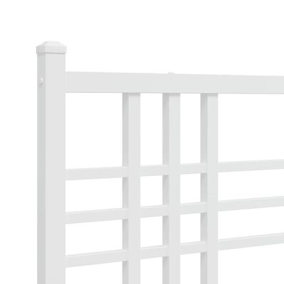 vidaXL Metal Bed Frame without Mattress with Footboard White 100x190 cm