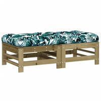 vidaXL Garden Footstools with Cushions 2pcs Impregnated Wood Pine