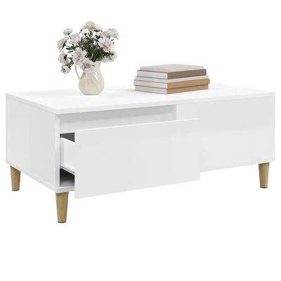 vidaXL Coffee Table High Gloss White 90x50x36.5 cm Engineered Wood