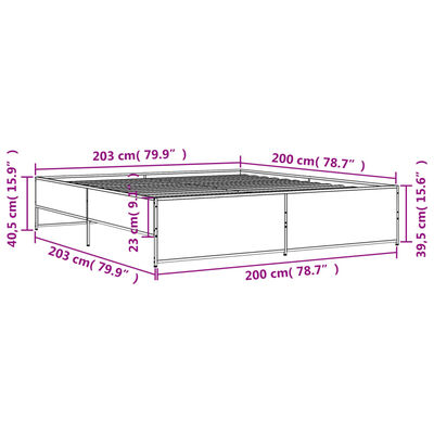 vidaXL Bed Frame without Mattress Smoked Oak 200x200 cm