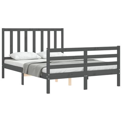 vidaXL Bed Frame without Mattress Grey 140x190 cm Solid Wood Pine