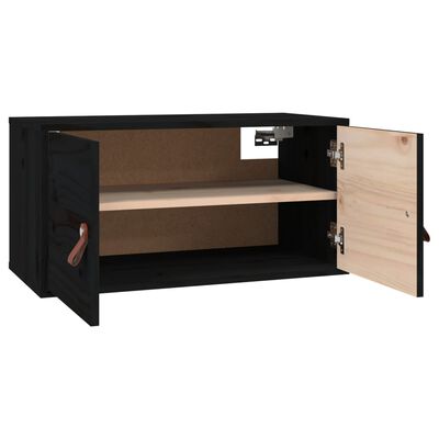 vidaXL Wall Cabinet Black 60x30x30 cm Solid Wood Pine