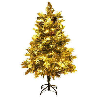 vidaXL Pre-lit Christmas Tree with Pine Cones Green 120 cm PVC&PE