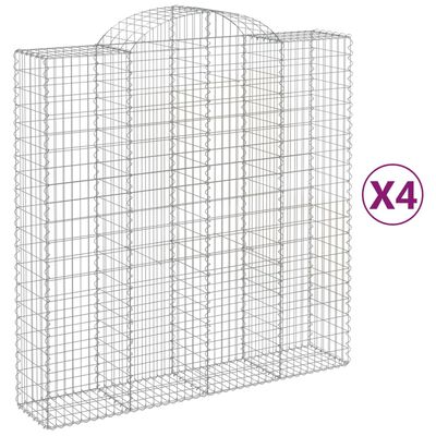 vidaXL Arched Gabion Baskets 4 pcs 200x50x200/220 cm Galvanised Iron