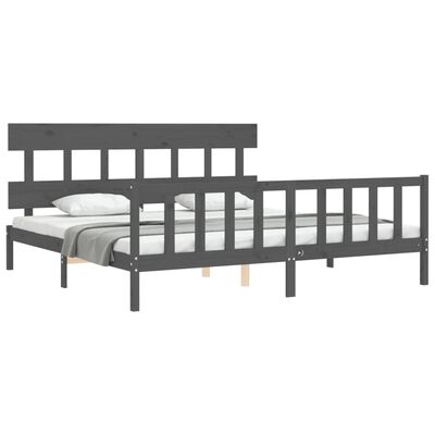 vidaXL Bed Frame without Mattress Grey 200x200 cm Solid Wood Pine