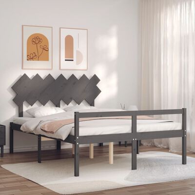 vidaXL Senior Bed without Mattress Grey King Size Solid Wood