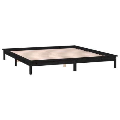 vidaXL LED Bed Frame without Mattress Black 200x200 cm Solid Wood