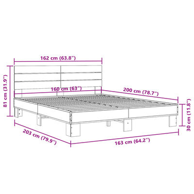 vidaXL Bed Frame without Mattress Black 160x200 cm