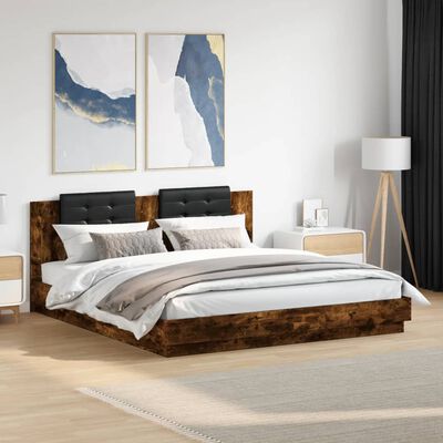 vidaXL Bed Frame without Mattress Smoked Oak 200x200 cm