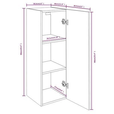 vidaXL TV Cabinet Grey Sonoma 30.5x30x90 cm Engineered Wood