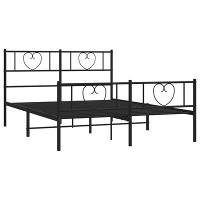 vidaXL Metal Bed Frame without Mattress with Footboard Black 135x190 cm Double