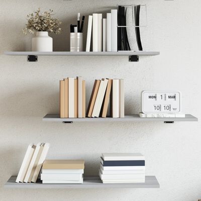 vidaXL Wall Shelves 4 pcs Grey Sonoma 80x30x1.5 cm Engineered Wood