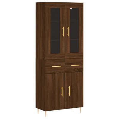 vidaXL Highboard Brown Oak 69.5x34x180 cm Engineered Wood