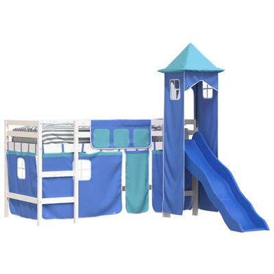 vidaXL Kids' Loft Bed with Tower without Mattress Blue 90x190 cm Single