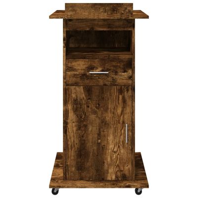 vidaXL Lectern with Wheels & Drawer Smoked Oak 55x55x107 cm Engineered Wood