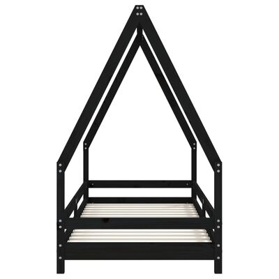 vidaXL Kids Bed Frame Black 90x200 cm Solid Wood Pine