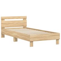 vidaXL Bed Frame without Mattress with Headboard Sonoma Oak 75x190 cm Small Single