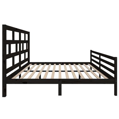 vidaXL Bed Frame without Mattress Black Solid Wood 200x200 cm (810454+814218)