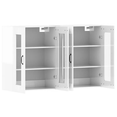 vidaXL Wall Mounted Cabinets 2 pcs High Gloss White Engineered Wood