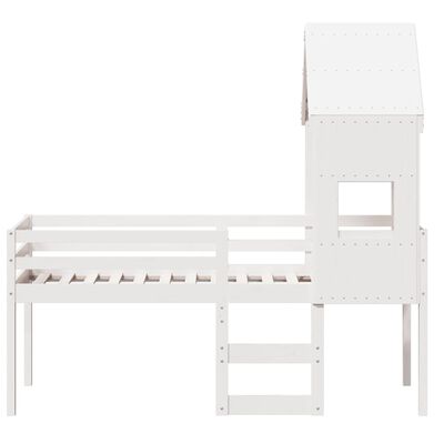 vidaXL High Sleeper Bed without Mattress White 75x190 cm Small Single Solid Wood Pine