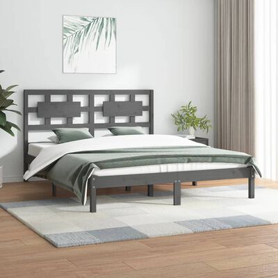 vidaXL Bed Frame without Mattress Grey 120x200 cm Solid Wood Pine