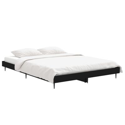 vidaXL Bed Frame without Mattress Black 140x190 cm Engineered Wood