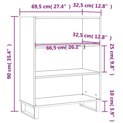 vidaxL Shelf Cabinet Black 69.5x32.5x90 cm Engineered Wood