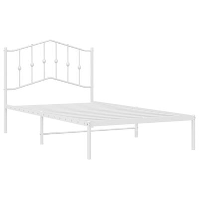 vidaXL Metal Bed Frame without Mattress with Headboard White 100x190 cm