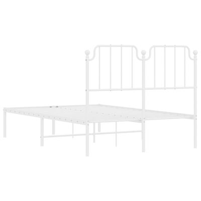 vidaXL Metal Bed Frame without Mattress with Headboard White 120x190 cm Small Double