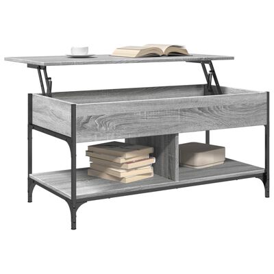 vidaXL Coffee Table Grey Sonoma 100x50x50 cm Engineered Wood and Metal