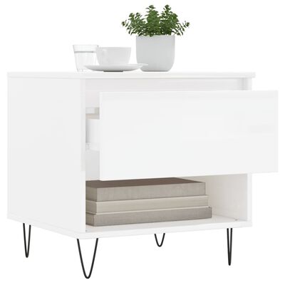 vidaXL Coffee Tables 2 pcs High Gloss White 50x46x50 cm Engineered Wood