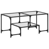 vidaXL Coffee Table with Transparent Glass Top 98.5x50x45 cm Steel