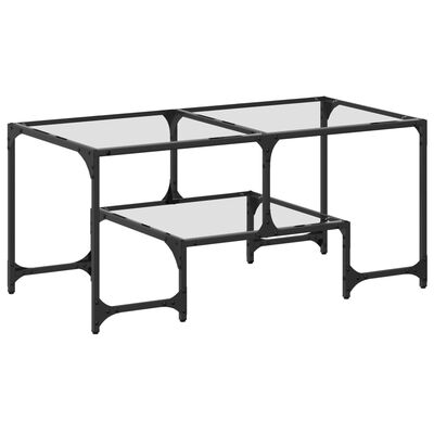 vidaXL Coffee Table with Transparent Glass Top 98.5x50x45 cm Steel