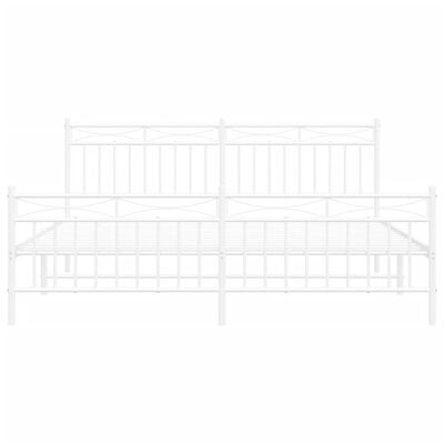 vidaXL Metal Bed Frame without Mattress with Footboard White 180x200 cm Super King