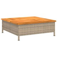 vidaXL Garden Table Beige 70x70x25 cm Rattan and Acacia Wood