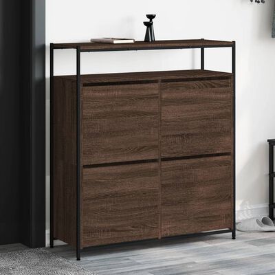 vidaXL Shoe Cabinet with 4 Flip-Drawers Brown Oak 100x34x112 cm