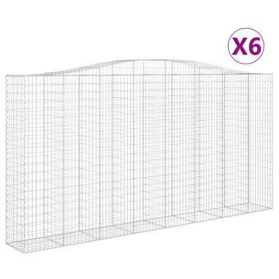 vidaXL Arched Gabion Baskets 6 pcs 400x50x200/220 cm Galvanised Iron