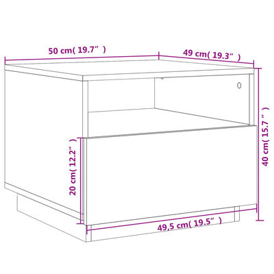 vidaXL Coffee Table with LED Lights Black 50x49x40 cm