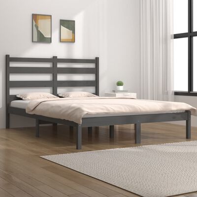 vidaXL Bed Frame without Mattress Grey Solid Wood 200x200 cm (810039+818442)