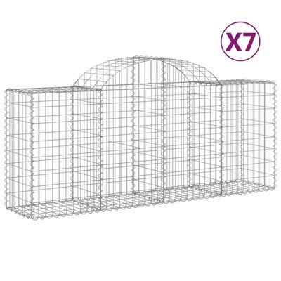 vidaXL Arched Gabion Baskets 7 pcs 200x50x80/100 cm Galvanised Iron