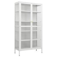 vidaXL Display Cabinet White 90x40x180 cm Steel and Tempered Glass